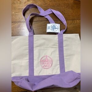 Trader Joe's Lavender & Cream Canvas Tote